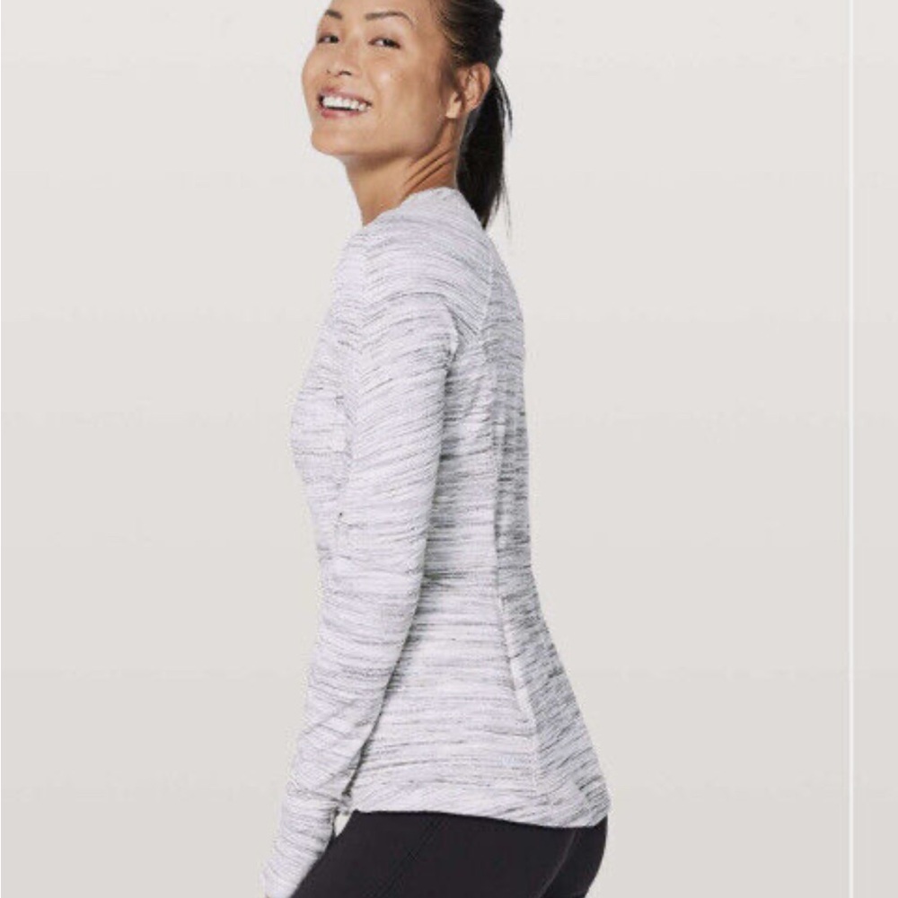 Lululemon Athletica Fitted Raglan Long Sleeve Tee Gray White